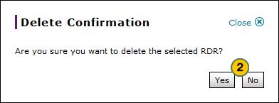 Delete RDR confirmation w